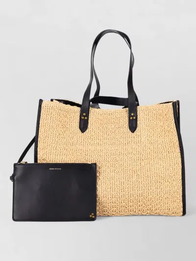 Jérôme Dreyfuss Leon Raffia Large Beach Bag Contrast Trim