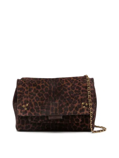 Jérôme Dreyfuss Leopart-print Suede Shoulder Bag In Nude