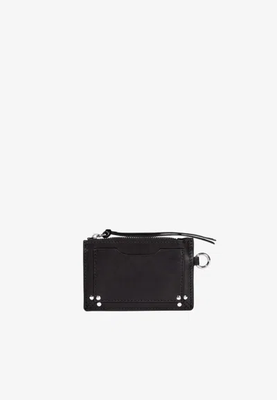 Jérôme Dreyfuss Lucky Port Leather Zip Cardholder In Black