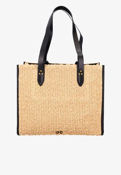 Jérôme Dreyfuss Medium Léon Raffia-effect Tote Bag In Natural