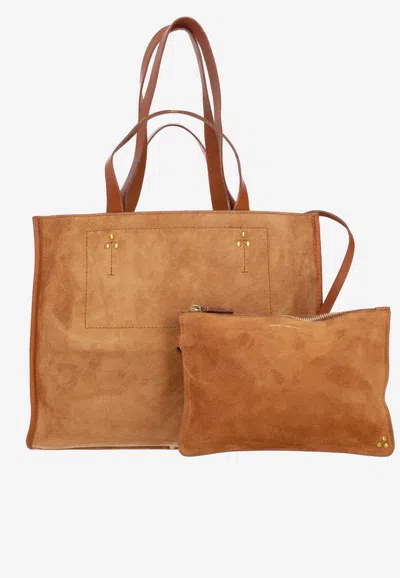 Jérôme Dreyfuss Medium Léon Suede Tote Bag In Caramel