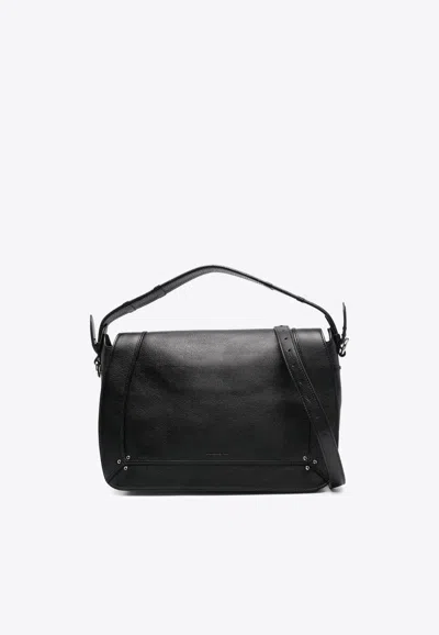 Jérôme Dreyfuss Medium Pepito Grained Leather Shoulder Bag In Black