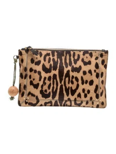 Pre-owned Jérôme Dreyfuss Ponyhair Clutch In Brown