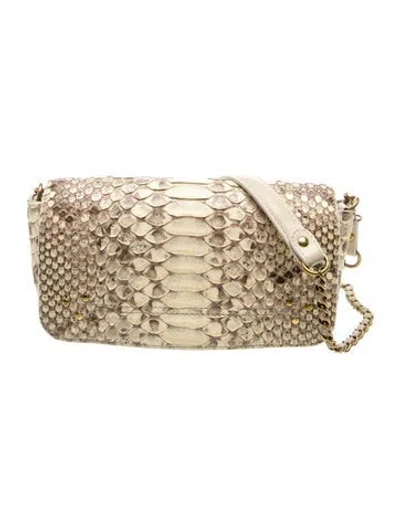 Pre-owned Jérôme Dreyfuss Python Crossbody Bag In Neutral