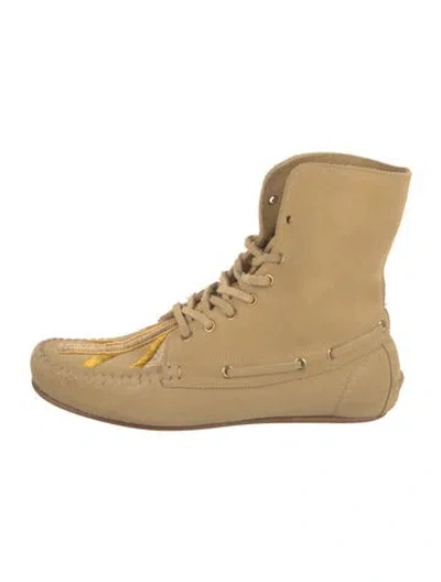 Pre-owned Jérôme Dreyfuss Suede Lace-up Boots In Yellow