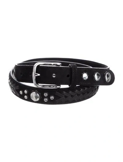 Pre-owned Jérôme Dreyfuss Suede Studded Accents Waist Belt In Black