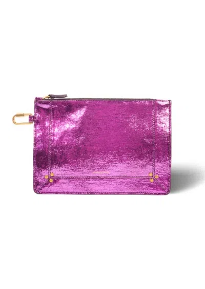 Jérôme Dreyfuss Women's Small Wallet Bag In Chèvre Lamé Fuxia In Pink
