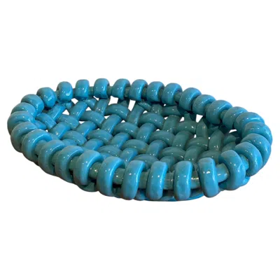 Pre-owned Jerome Massier Jerôme Massier - Corbeille En Céramique Bleue In Blue