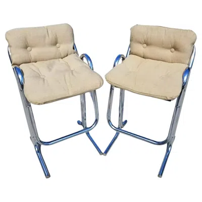 Pre-owned Jerry Johnson Arcadia Bar Stools, Chrome Frame, Mid-century 1960s In Sand