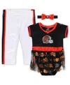 Jerry Leigh Infant Boys And Girls Brown, White Cleveland Browns Tailgate Tutu Game Day Costume Set In Brown,white