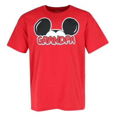 Jerry Leigh Men's Big And Tall Mickey Mouse Grandpa Family T-shirt In Red
