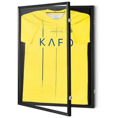 Jersey Display Display Frame Case, 23.3 X 31.2 X 1.5 In, Large Lockable Sport Jersey Shadow Box With 98% Uv Protect In Yellow