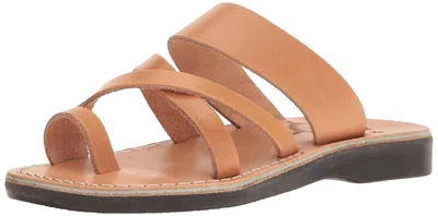 Jerusalem Sandals The Good Shepherd Slide Sandal In Tan In Blue