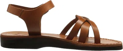 Jerusalem Sandals Women's Miriam Leather Slingback Buckle Sandal In Honey In Brown