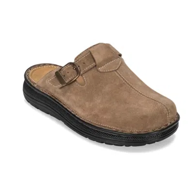 Jerusalem Sandals Women's Nomad Clogs In Olive Suede In Brown