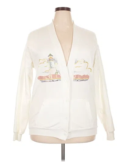 Pre-owned Jerzees Cardigan Sweater In Ivory