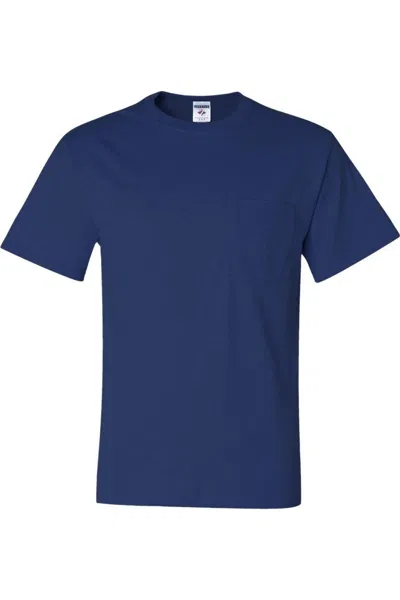 Jerzees Dri-power 50/50 T-shirt With A Pocket In Blue