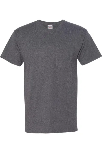 Jerzees Dri-power 50/50 T-shirt With A Pocket In Grey