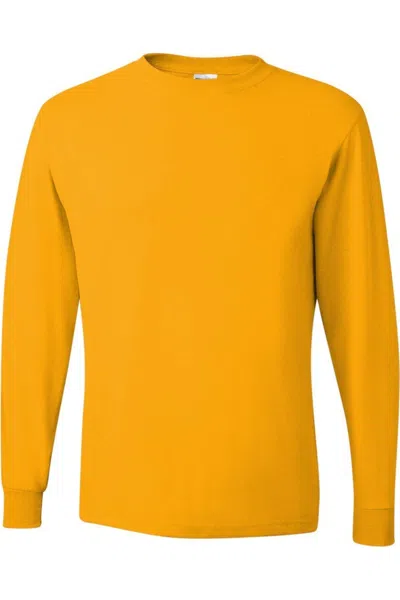 Jerzees Dri-power Long Sleeve 50/50 T-shirt In Gold