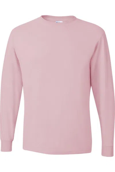 Jerzees Dri-power Long Sleeve 50/50 T-shirt In Pink