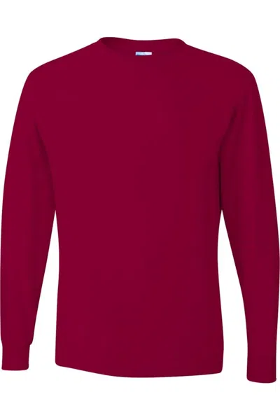 Jerzees Dri-power Long Sleeve 50/50 T-shirt In Red