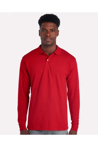 Jerzees Dri-power Long Sleeve Polo In Red