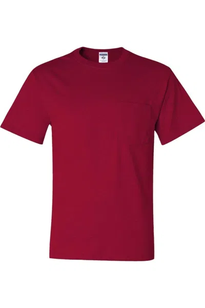 Jerzees Dri-power 50/50 T-shirt With A Pocket In Red