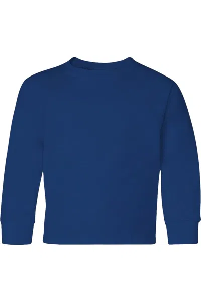 Jerzees Kids' Dri-power Youth Long Sleeve 50/50 T-shirt In Blue