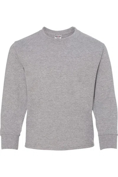 Jerzees Kids' Dri-power Youth Long Sleeve 50/50 T-shirt In Gray