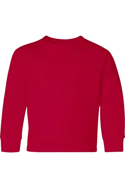 Jerzees Kids' Dri-power Youth Long Sleeve 50/50 T-shirt In Red