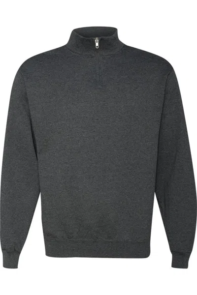 Jerzees Nublend Cadet Collar Quarter-zip Sweatshirt In Black