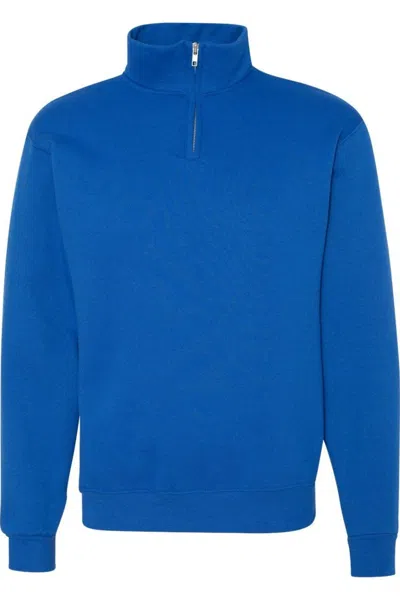 Jerzees Nublend Cadet Collar Quarter-zip Sweatshirt In Blue
