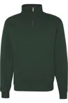 Jerzees Nublend Cadet Collar Quarter-zip Sweatshirt In Green