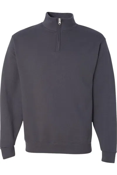 Jerzees Nublend Cadet Collar Quarter-zip Sweatshirt In Grey