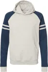 Jerzees Nublend Varsity Colorblocked Raglan Hooded Sweatshirt In Beige