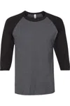 Jerzees Premium Blend Ringspun Three-quarter Sleeve Raglan Baseball T-shirt In Grey