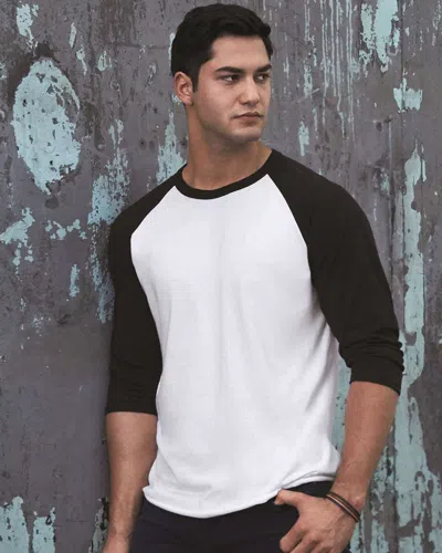 Jerzees Premium Blend Ringspun Three-quarter Sleeve Raglan Baseball T-shirt In White