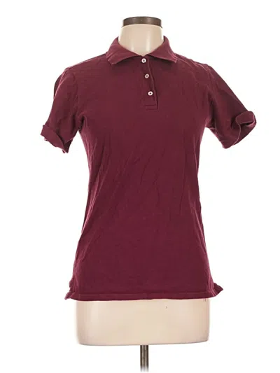 Pre-owned Jerzees Short Sleeve Top Burgundy Collared Neckline Tops
