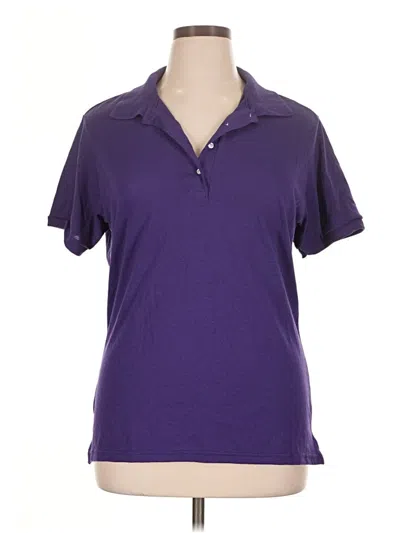 Pre-owned Jerzees Short Sleeve Top Purple Collared Neckline Tops
