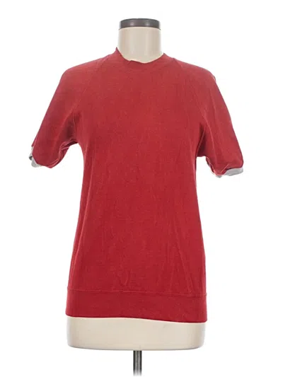 Pre-owned Jerzees Short Sleeve Top Red Mock Neckline Tops