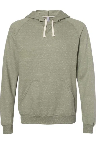Jerzees Snow Heather French Terry Raglan Hooded Sweatshirt In Green