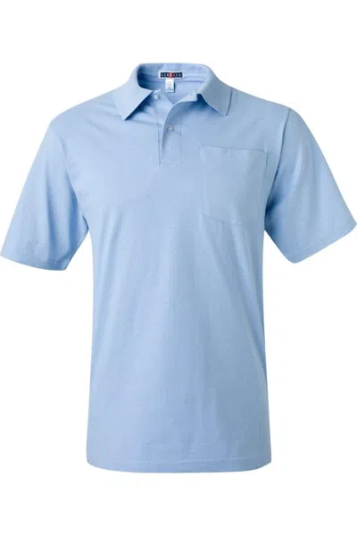 Jerzees Spotshield 50/50 Polo With Pocket In Blue