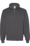 Jerzees Super Sweats Nublend Quarter-zip Cadet Collar Sweatshirt In Black