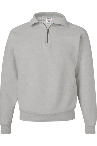 Jerzees Super Sweats Nublend Quarter-zip Cadet Collar Sweatshirt In Blue