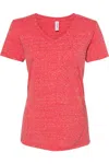 Jerzees Women´s Snow Heather Jersey V-neck T-shirt In Red