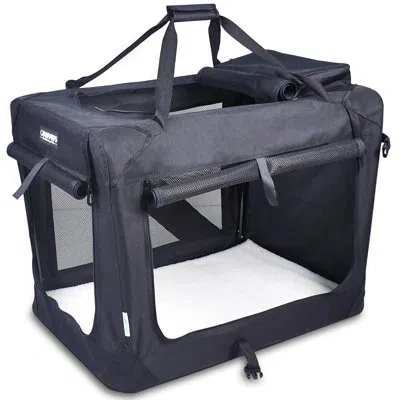 Jespet 3 Door Soft Sided Foldable Pet Carrier In Black