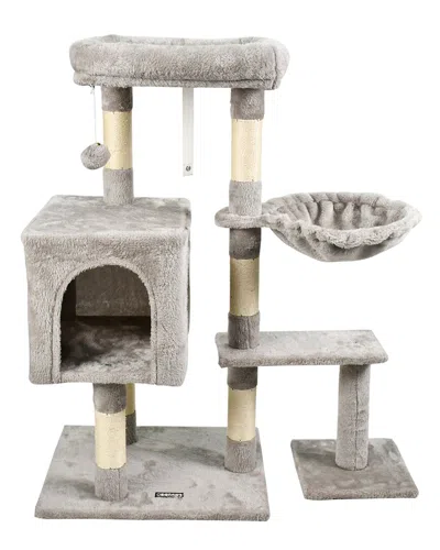 Jespet 37in Furry Cat Tree & Condo With Basket