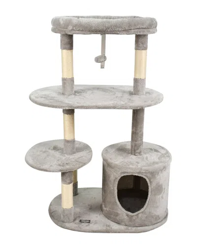 Jespet 3-tier 48in Furry Top Perch Cat Tree & Condo In Gray
