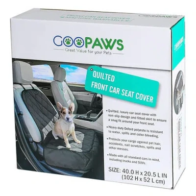 Jespet ' & Goopaws Quilted Pet Front Car Seat Cover Black In White