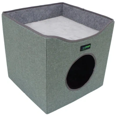 Jespet Foldable Cat Condo Sage Green Cube House